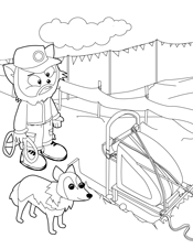 dog sledding coloring pages