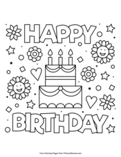 happy birthday coloring pages free printable pdf from primarygames