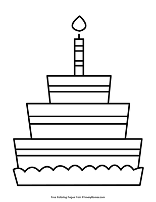 birthday cake black and white coloring page