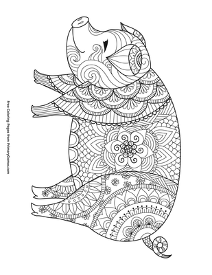 INSTANT DOWNLOAD Coloring Page Happy New Year Art Print Zentangle