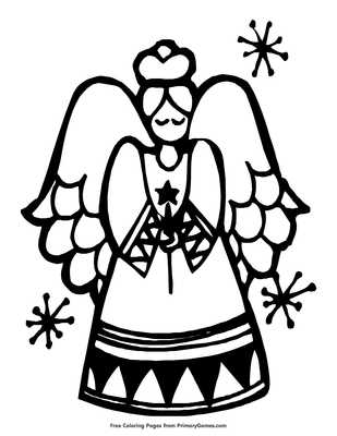 christmas angel colouring pages