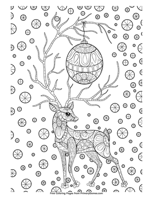 zentangle christmas reindeer coloring page • free printable