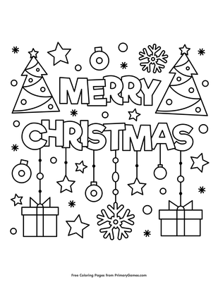 merry christmas coloring page • free printable pdf from
