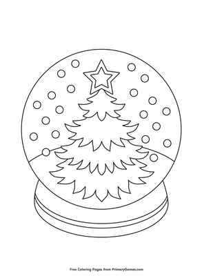 Christmas Tree Snow Globe Coloring Page Free Printable Pdf