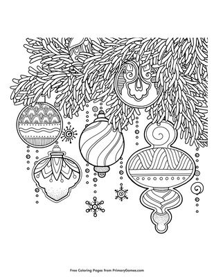 christmas tree ornaments coloring page • free printable pdf