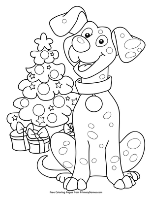 christmas coloring pages puppies