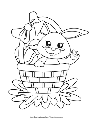 easter bunny with eggs coloring pages