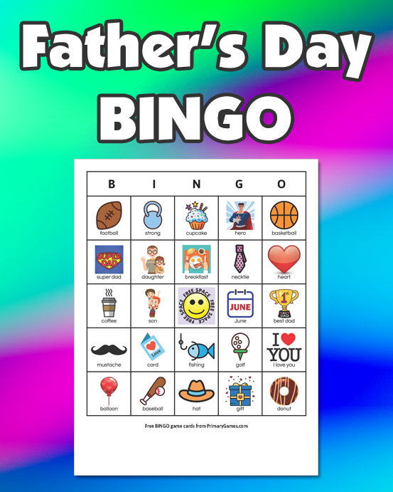 Father's Day BINGO Game • FREE Printable Game from PrimaryGames