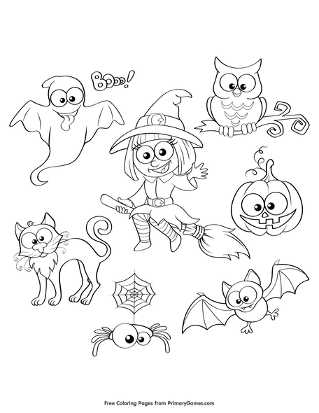 Halloween Characters Coloring Page Free Printable Pdf From Primarygames