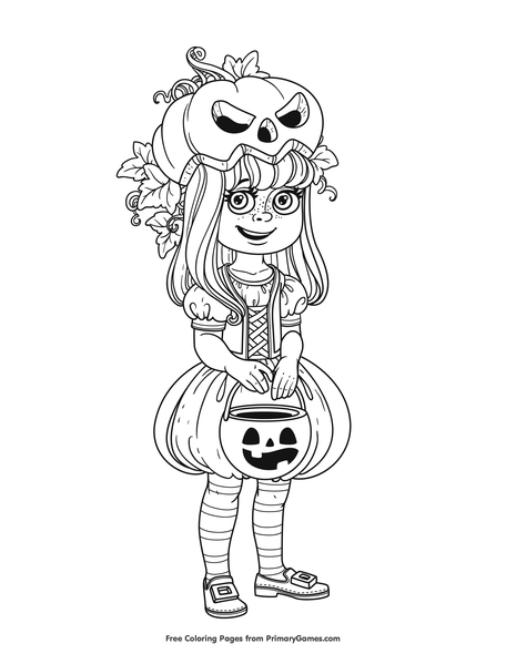 girl halloween coloring pages