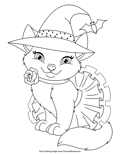 cute halloween cat coloring page • free printable pdf from
