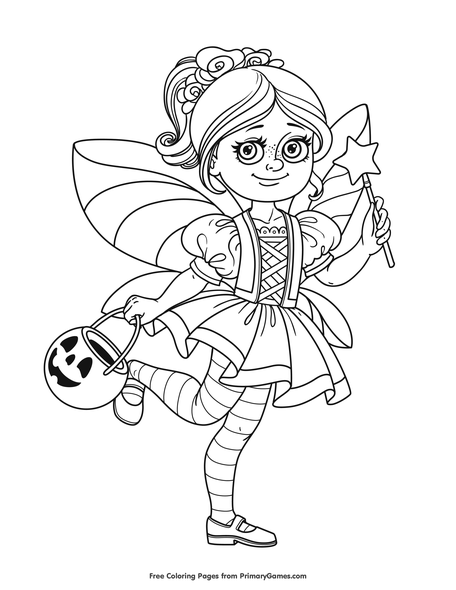 girl halloween coloring pages