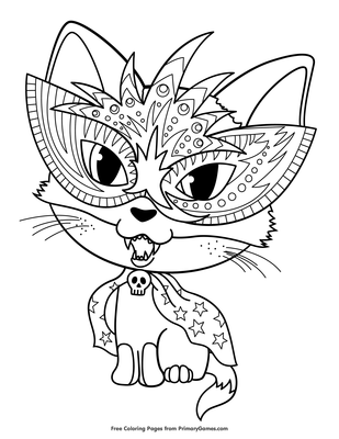 halloween cat coloring page • free printable pdf from