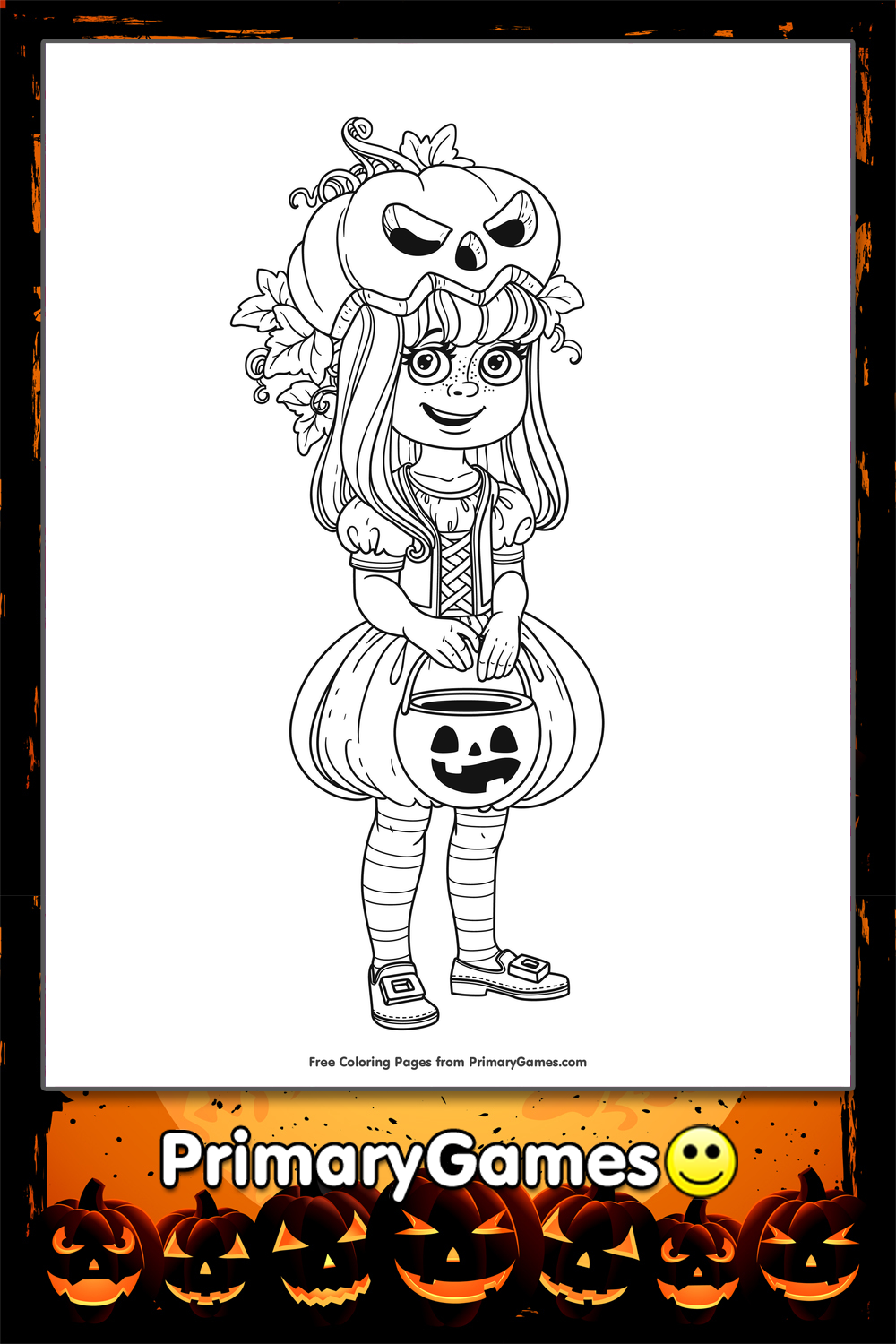 Girl Holding Pumpkin Coloring Page {FREE Printable} – The Art Kit