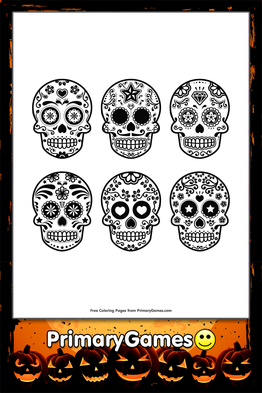 sugar skull blank coloring pages