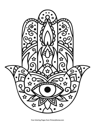 Simple Hamsa Hand Coloring Page Coloring Pages