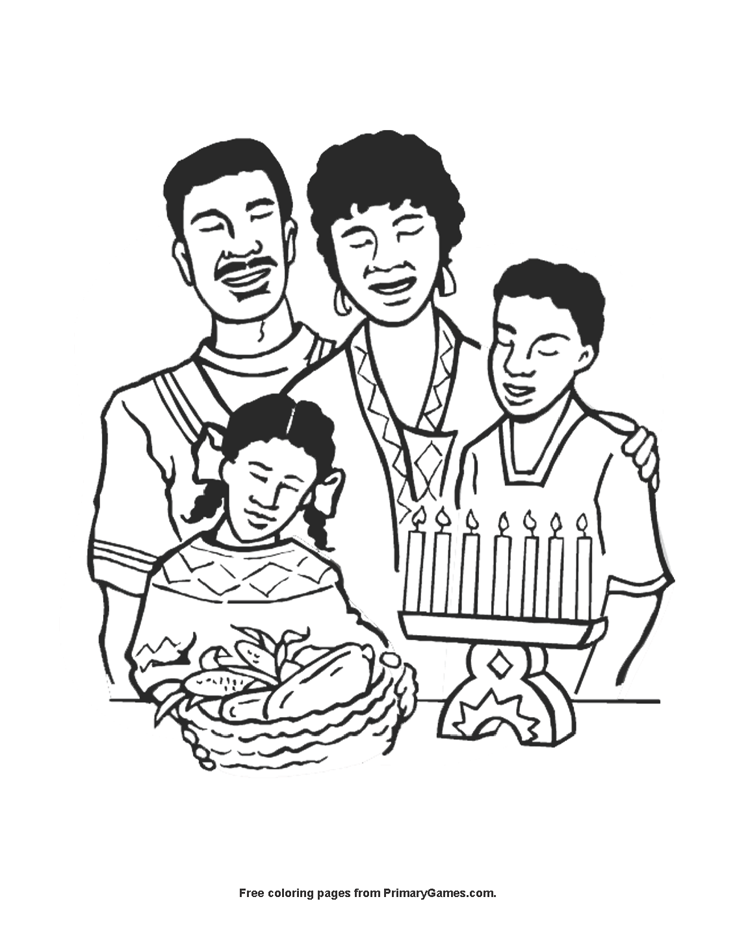 Family Celebrating Kwanzaa Coloring Page
