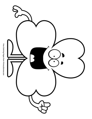 Laughing Shamrock Coloring Page Free Printable Pdf From Primarygames