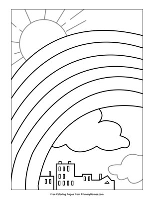 rainbow coloring page • free printable pdf from primarygames