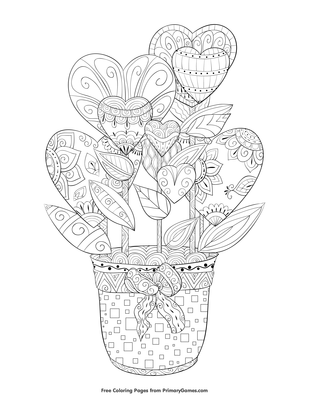 beautiful flower pot coloring pages