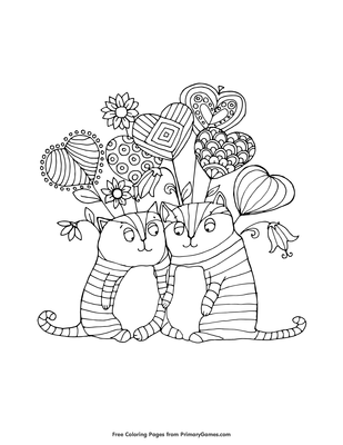 Love Cats Coloring Page Free Printable Pdf From Primarygames
