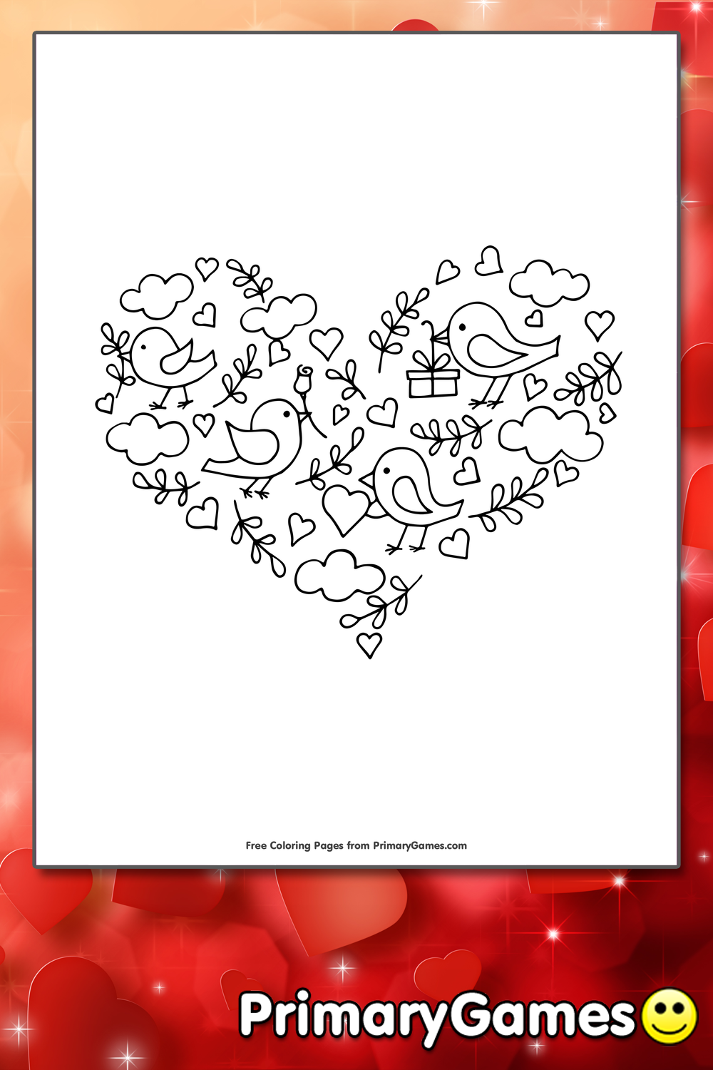 printable coloring pages of hearts and roses