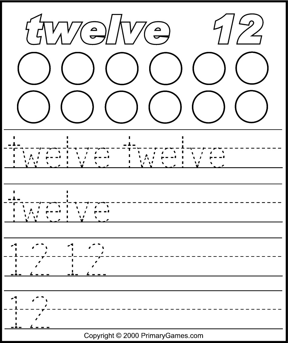 Number 12 Worksheet Preschoolers 001 Printable Coloring Pages For Kids Images And Photos Finder