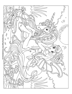 Unicorn Fairies Coloring Pages