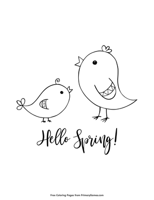 hello spring coloring page • free printable pdf from