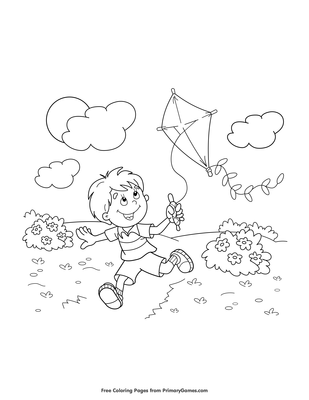 spring kites coloring sheet