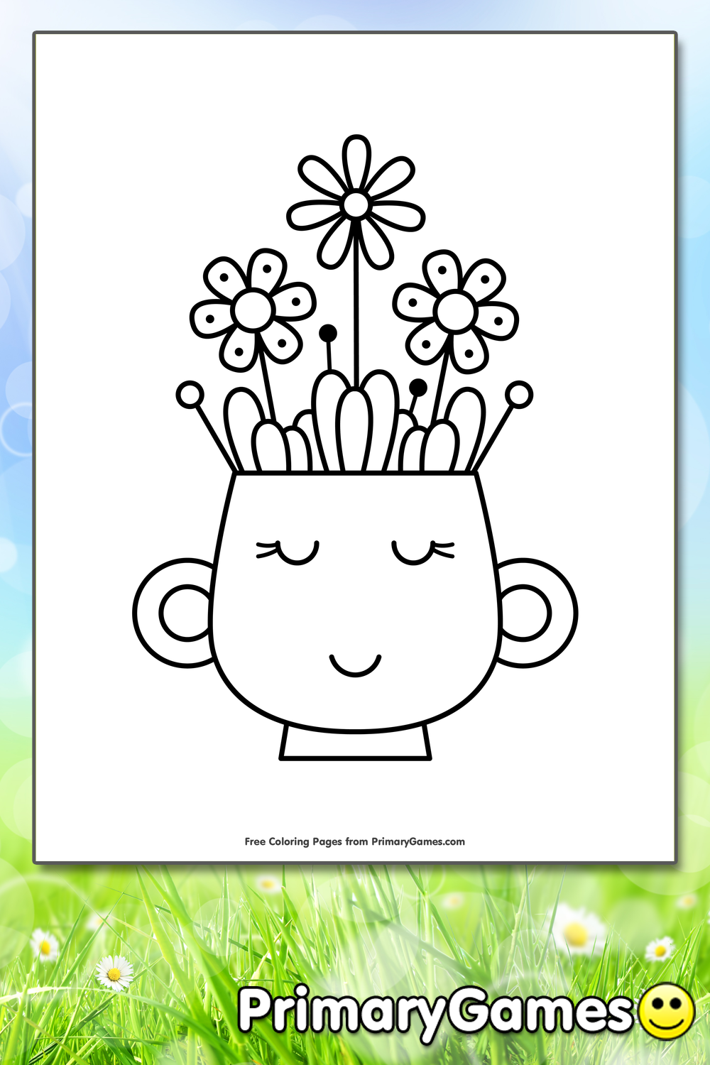 Vase With Spring Flowers Coloring Page Free Printable Pdf From Primarygames - spring flower vase roblox