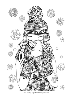 Download Girl Drinking Hot Chocolate Coloring Page Free Printable Pdf From Primarygames